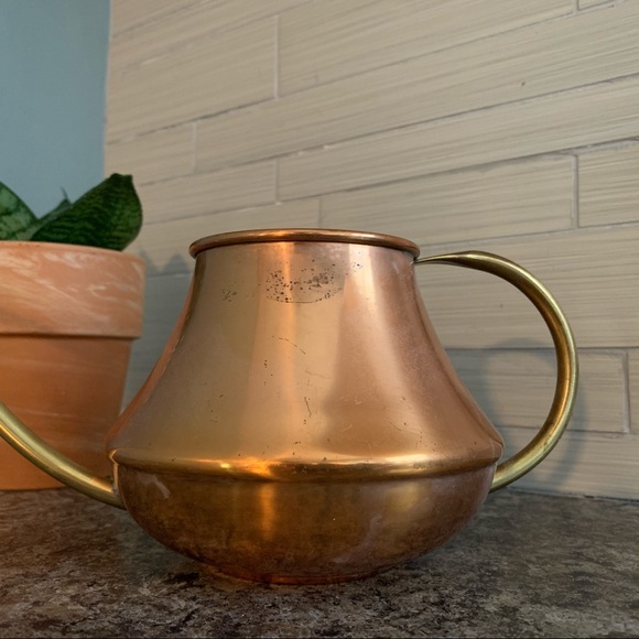 SOLD Vintage Copper Brass Watering Can - Picture 3 of 4